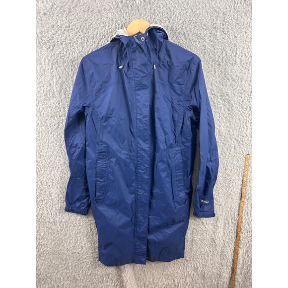L.L. Bean TEK Waterproof Rain Jacket Blue Women’s Large Hooded Long Coat - Picture 5 of 9